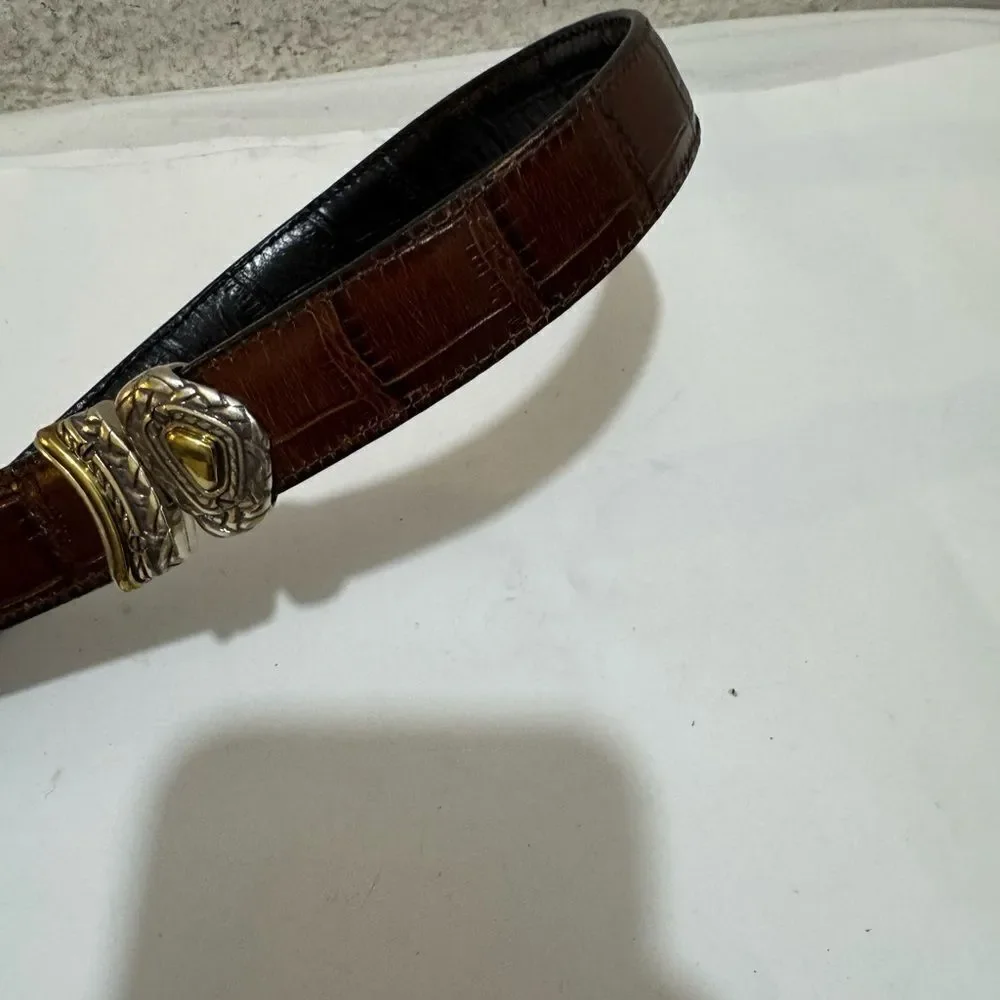 Brighton Marcus 2 Tone Belt VTG Black & Brown Leather Size M 30 Women